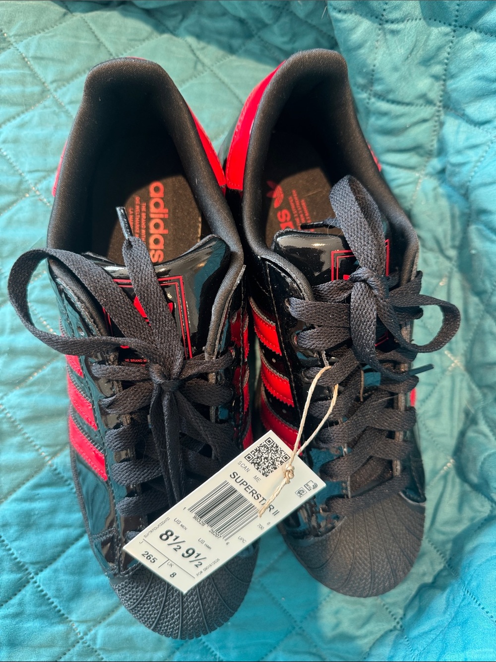 NWT adidas Black Sneakers with Red Stripes - Superstar II - Picture 4 of 15